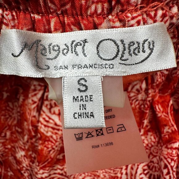 Margaret OLeary Maxi Skirt Womens S Orange White Tiered Pull On Elastic Waist - Picture 7 of 8